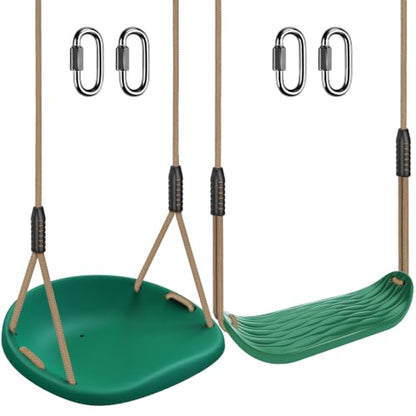 2 Pack Heavy Duty Swing Seat for Kids Adults Green Anti Slip Wider Seat - color: Green Wider Seat & U-shape Swing Seats