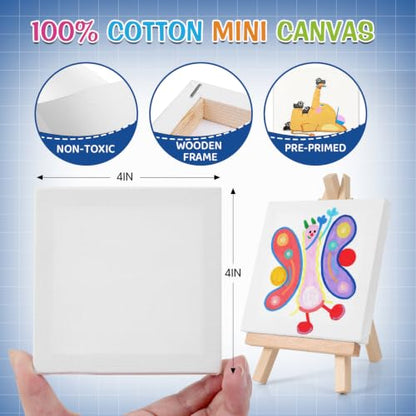 ESRICH 40 Set Mini Canvas Painting Kit, 4x4in Mini Paint Set - size: 40 set 4*4