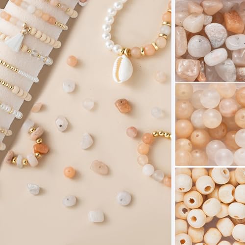 Xylise Jewelry Making Supplies Kit Natural Stone Beads for Irregular Natural Stone with for DIY Craft Bracelet Necklace Earrings for Adults (Pink) - color: Pink