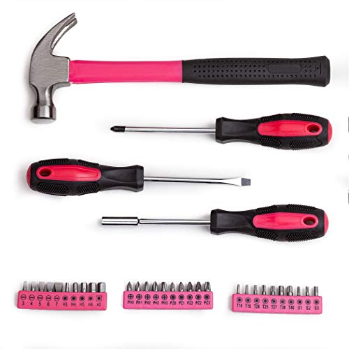 CARTMAN 148-Piece Automotive And Household Tool Set, Pink Repair Kit Case - color: Pink