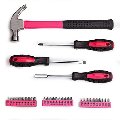 CARTMAN 148-Piece Automotive And Household Tool Set, Pink Repair Kit Case - color: Pink