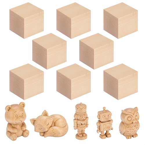 Basswood Carving Blocks - 8 Pack 2 x 2 x 2 inch Whittling Bass Wood Blocks Wood Carving Kit for Beginners, Soft Woodworking Blanks for Whittling, Use for Home, Crafts, Arts, DIY Projects - size: 8 PACK 2 x 2 x 2 Inch