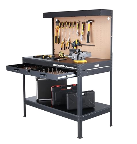 Olympia Tools Multi-Purpose Workbench With Light, 82-802 , Black - style: Quick Assemble