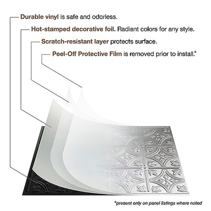 FASÄDE Fleur-de-lis Decorative Vinyl Backsplash 15 sq ft Kit in Oil-Rubbed Bronze - color: Oil-Rubbed Bronze