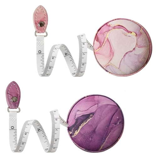 Tape Measure Body Measuring Tape，Medical Body Cloth Tailor Craft Dieting Measuring Tape, Dual Sided Retractable Ruler Colour Printed Soft Tape Measure Retractable - color: Pink Purple 2 pack