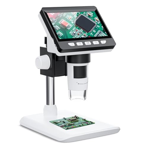 4.3" Digital Microscope for Adults, USB Coin Magnifier with 8 Lights - color: White