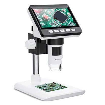 4.3" Digital Microscope for Adults, USB Coin Magnifier with 8 Lights - color: White