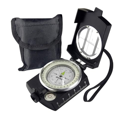 AOFAR Military Compass,AF-4580 Lensatic Sighting, Waterproof and Shakeproof with Map Measurer Distance Calculator, Pouch for Camping, Hiking - color: Black