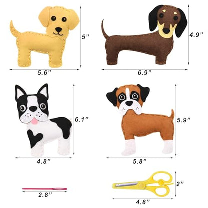CiyvoLyeen Puppy Sewing Kit for Kids –Fun Plush Toy Sewing for Girls & Boys – DIY Felt Craft Gift Set Ages 7 8 9 10 11 12 - color: Dog-12pPcs