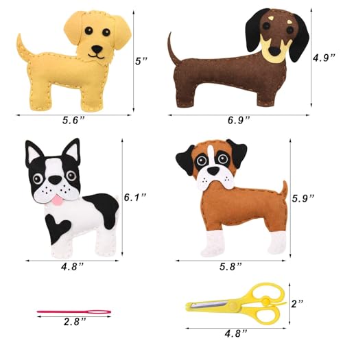 CiyvoLyeen Puppy Sewing Kit for Kids –Fun Plush Toy Sewing for Girls & Boys – DIY Felt Craft Gift Set Ages 7 8 9 10 11 12 - color: Dog-12pPcs