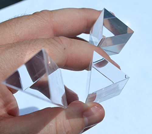Eisco Labs 3 Piece Acrylic Prism Set - Ultra Durable and Lightweight - 1, 2, and 4 Inch Lengths - Designed for Teaching Physics and Refracted Light - Create Spectrums, Create Rainbows for Photography
