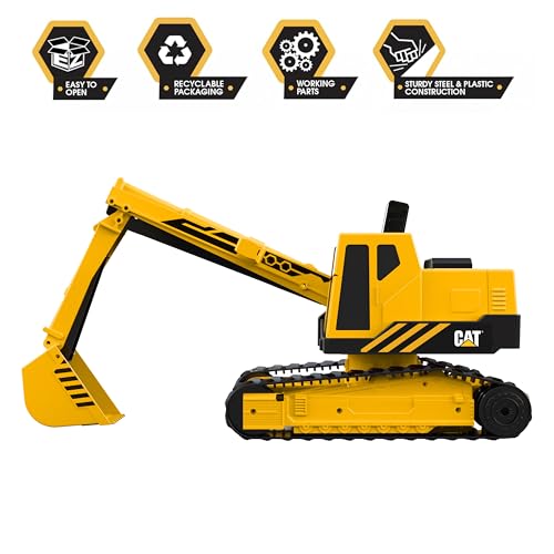 CAT Construction Toys, CAT Steel Construction Excavator - Heavy-Duty & Durable - Ergonomic Handles 3+ Years - Dig & Haul Dirt All Day Long! - style: Cat Steel Excavator