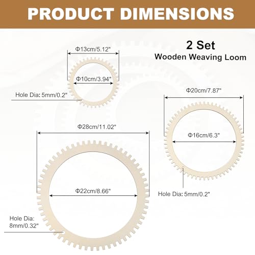 MECCANIXITY 3pcs Weaving Loom, 5.1" 7.9" 11" Round Gear Shape Weaving Loom Kit for DIY Crafting, Hanging Decor, Woven Tapestry Knitted Crafts Making