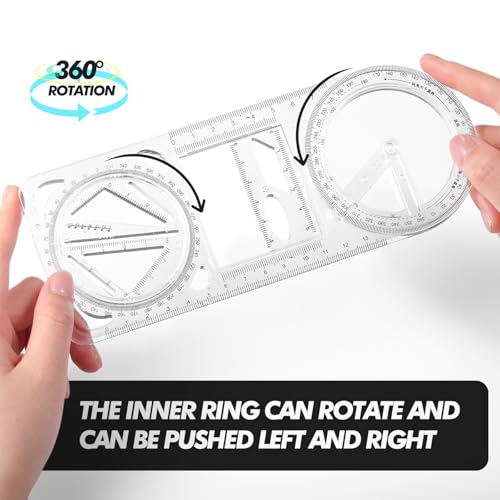 2 Pack 360 Degree Protractor, 6 Inch Multifunctional Drawing Ruler, Upgrade - style: Upgrade
