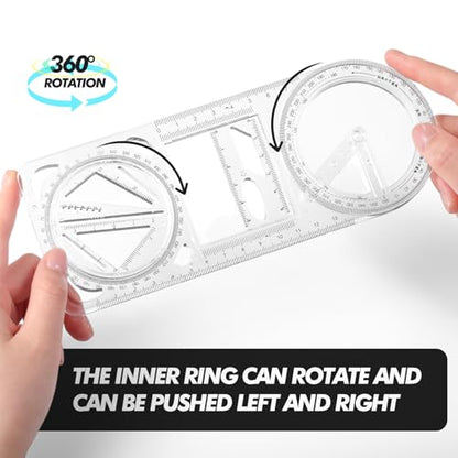 2 Pack 360 Degree Protractor, 6 Inch Multifunctional Drawing Ruler, Upgrade - style: Upgrade