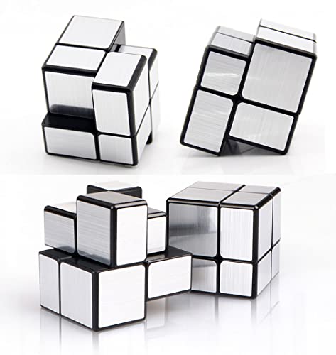 Mirror Speed Cube 2x2 Magic Cube Puzzle Silver - style: 2 level silver