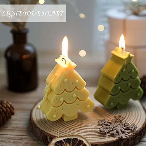 2-Pack Silicone Molds 3D Candle Molds, Christmas Tree + Gingerbread Man Mold,Christmas Fondant Mold for Candle Making and Baking Making Soap Wax Cake Mousse Ice Cream - color: 2Pcs Christmas Tree + Gingerbread Man