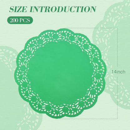 Yexiya 200 Pcs Lace Paper Doilies 14 Inch Round Foil Placemats, Green - color: Green
