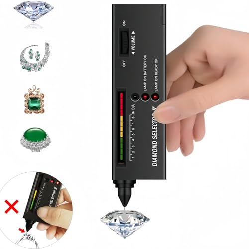 Professional Diamond Tester Pen – High Precision Jewelry Diamond Detector Tool, Portable Gemstone Identification Device for Jewelers and Beginners (Black, Batteries Not Included)