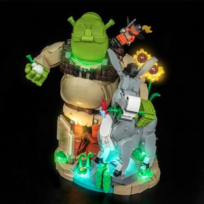 LocoLee Light kit Compatible with Lego Shrek, Donkey & Puss in Boots 72423- Not Actual Model Only Lights, LED Lighting Accessories for LEGO Shrek for Display Collectors (RC Version)
