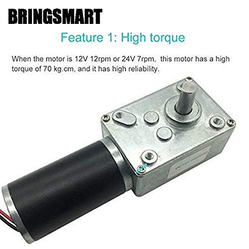 BRINGSMART 24V 160rpm DC Worm Gear Motor Self-Locking Mini Engine Turbine - size: 24V 160rpm