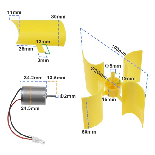 Create idea Standard DC Wind Turbine Electricity Generator Physical Principle Experiment Miniature Fan Accessories for DIY Project Plastic