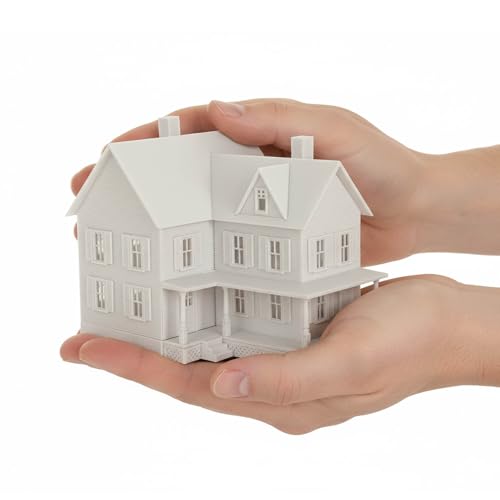 HO Scale Model Blank Village Two-Story House Kit Unassembled Christmas Building for Model Railroad (JZHO6879JJ)