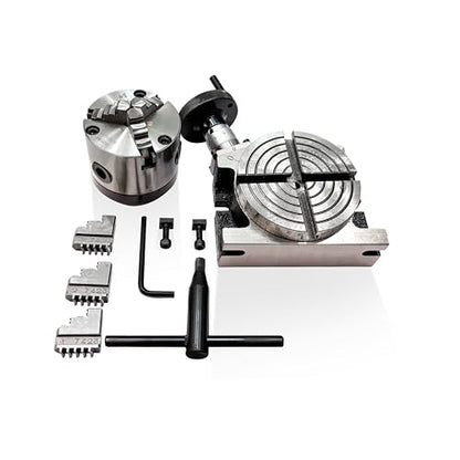 Rotary Table Cutting Tool with 80mm Self Centering Chuck & T-Nuts, 4" - size: 4Inch Rotary + 80mm Chuck