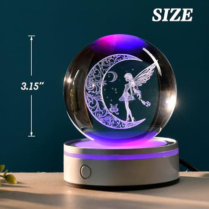 3D Fairy Crystal Ball Fairy Gifts for Daughter - color: 3D Moon Fairy