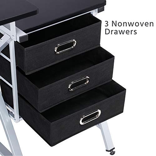 Yaheetech Drafting Table with Storage & Stool, Adjustable Art Drawing Desk