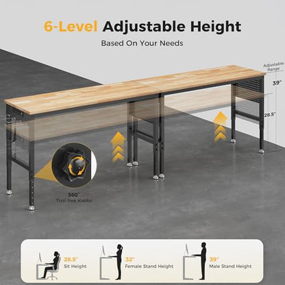 120"Adjustable Heavy Duty Workbench with 2000 LBS Capacity,Ships in 2 Boxes - size: 120"