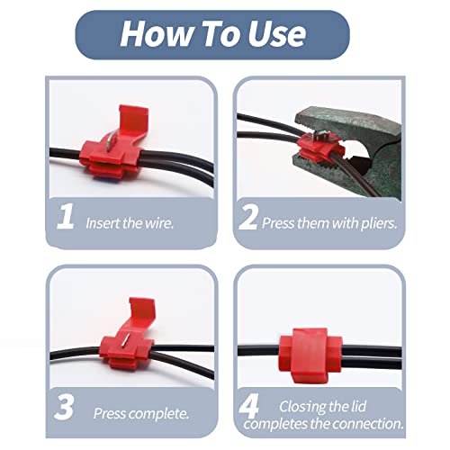 60 Pcs Quick Splice Wire Connector, 22-18 AWG, Red - size: 22-18 AWG