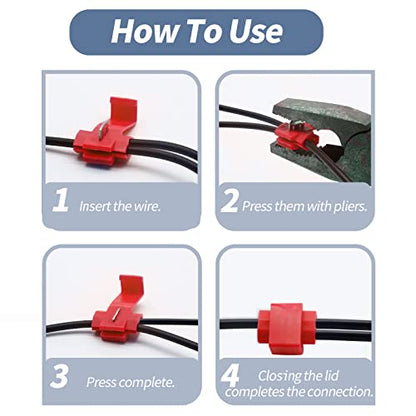 60 Pcs Solderless Quick Splice Snap Wire Connectors, 22-18 AWG Pressed Insulated Electrical Splice Wire Connectors (Red) (Pack of 3) - size: 22-18 AWG (Pack of 3)