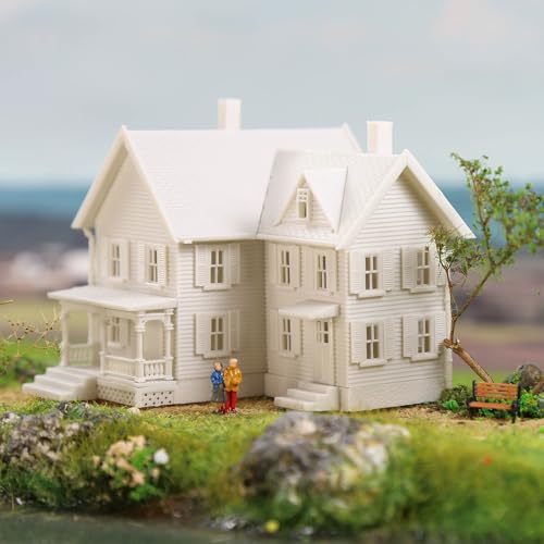 N Scale Model Blank Buidlings Kit Unassembled House for Model Train Layout Diorama JZN5885JJ (Two-story-1PC) - style: Two-story-1PC