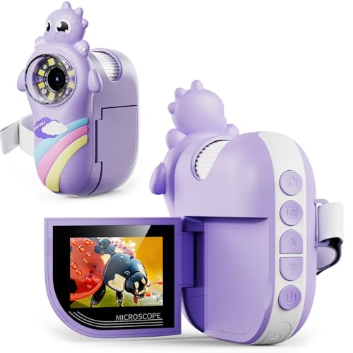 Microscope for Kids - 1080P Handheld Digital Microscope Portable Pocket 500X with 8 LED Lights 2'' LCD Screen Educational Science Christmas Birthday Gifts for Age 3 4 5 6 7 8 Girls Boys Purple - color: Purple