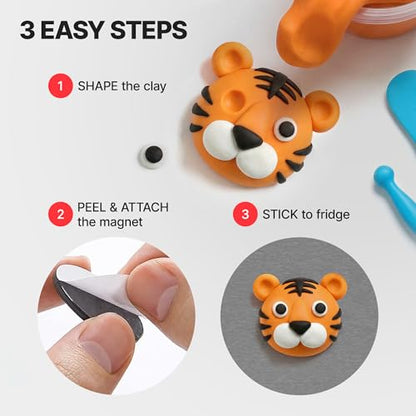 Air Dry Clay Magnet Making Kit for Kids, 18 Colors DIY Fridge Magnets