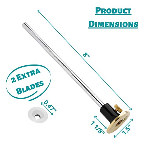 Mr. Pen Wheel Marking Gauge, 2 Extra Blades, Laser Engraved Graduations, Solid Brass Face, Adjustable