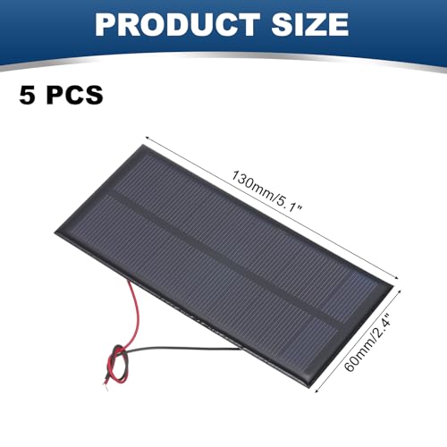 MECCANIXITY 5 Pcs 5V 1W 200mA Mini Solar Panels with 2 Cable - style: 5V 1W 200mA