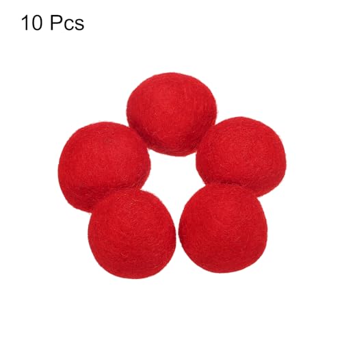PATIKIL Wool Felt Balls Beads Wool Felting Pom 3.1cm 31mm Red for Home Crafts Handcrafts Project DIY Pack of 10 - color: Red