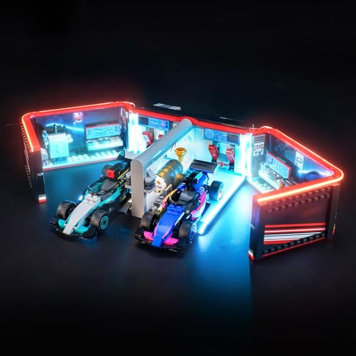 LED Lighting Compatible with Lego F1 Garage & Mercedes-AMG & Alpine Cars 60444, Light Kit Compatible with Lego 60444, NOT Included The Model Set