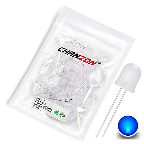 CHANZON 50 pcs 10mm Blue Diffused LED Diode Lights (DC 3V 20mA) - color: D) White-blue (50pcs)