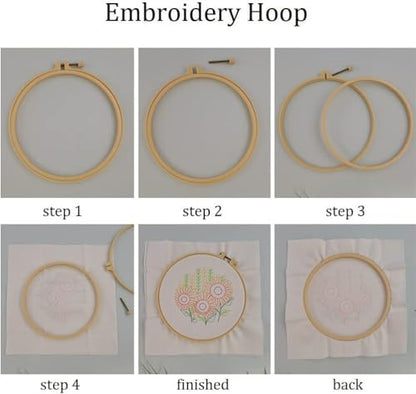 Meecaa 3P Starry Sky Abstract Landscape Embroidery Kit Starter Set, Hand Embroidery Set,Pattern Printed Cross Stitch Set for Beginner Adults, with Embroidery Hoop and Instructions (Starry Sky 3) - color: Starry Sky 3
