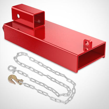 Nilight Forklift Trailer Hitch Attachment Fits 2" Receiver | Clamp on Pallet Fork Trailer Towing Adapter with Safety Chain & Hook Red - color: Forklift Trailer Hitch 5.5in width