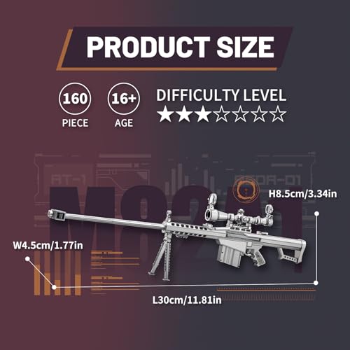 Piececool Gun Metal Model Kit, Sniper Rifle M82A1 Model Building Kits for Adults Brain Teaser Puzzles for Stress Relief DIY Assembling Crafts, Best Birthday Gifts - color: M82a1