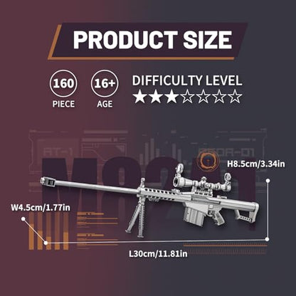 Piececool Gun Metal Model Kit, Sniper Rifle M82A1 Model Building Kits for Adults Brain Teaser Puzzles for Stress Relief DIY Assembling Crafts, Best Birthday Gifts - color: M82a1