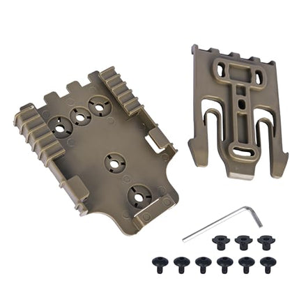 Quick Locking System Kit (QLS Kit), QLS 19 Locking Fork and QLS 22L Receiver Plate for Drop Leg Holster, Duty Belt and Low Ride Universal Belt Loop - color: TAN 1-Pack-QLS KIT SET