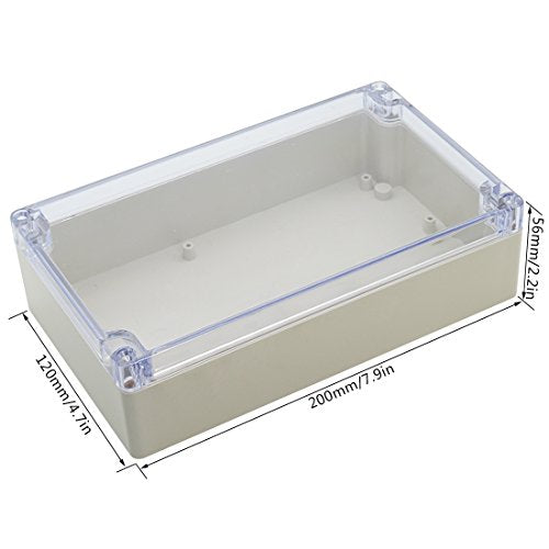 LeMotech ABS Plastic Junction Box Dustproof Waterproof IP65 Electrical Enclosure Box Universal Project Enclosure Grey with PC Transparent Clear Cover 8 x 4.7 x 2.2 inch（200 x120 x56 mm） - size: 8" X 4.7" X 2.2"