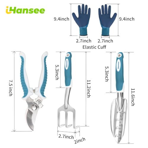 Blue Garden Tools 4-Piece, Aluminum Alloy Gardening Hand Tool Set - color: blue-4pcs