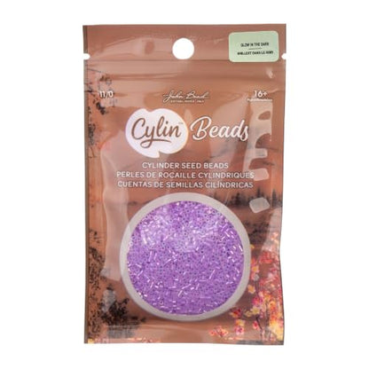 John Bead 25g Cylin Beads Purple Glow in Dark AB 11/0 Glass Cylindrical Seed Beads for Jewelry Bracelets Necklaces Earrings Making Embroidery - color: Purple Glow in Dark AB
