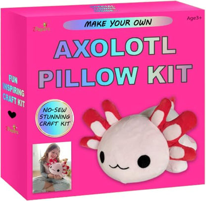 Make Your Own Axolotl Plush Pillow Kit Arts and Crafts for Kids (No Sew) - style: AXOLOTL